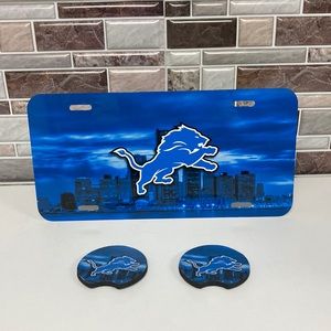 COPY - COPY - COPY - Detroit Lions License Plate With Cup Holder Pads